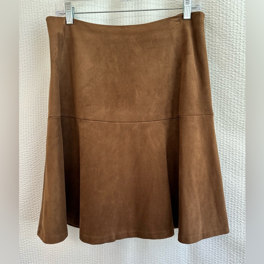 Tommy Hilfiger Women’s Faux Suede Fit & Flare Brown A-Line Skirt Size: 8 NWOT